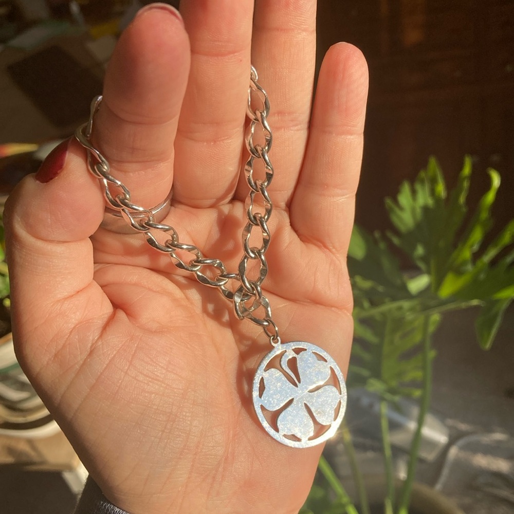 Sterling Carl Art 4-leaf clover bracelet